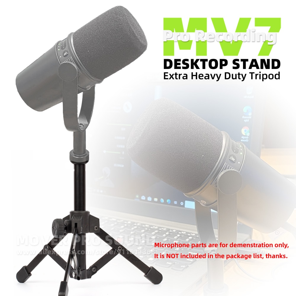 Extra Heavy Duty Table Top Desktop Mic Tripod Bracket Boom Hold For SHURE MV7 MV 7 Dynamic USB Microphone Stand Mount Holder