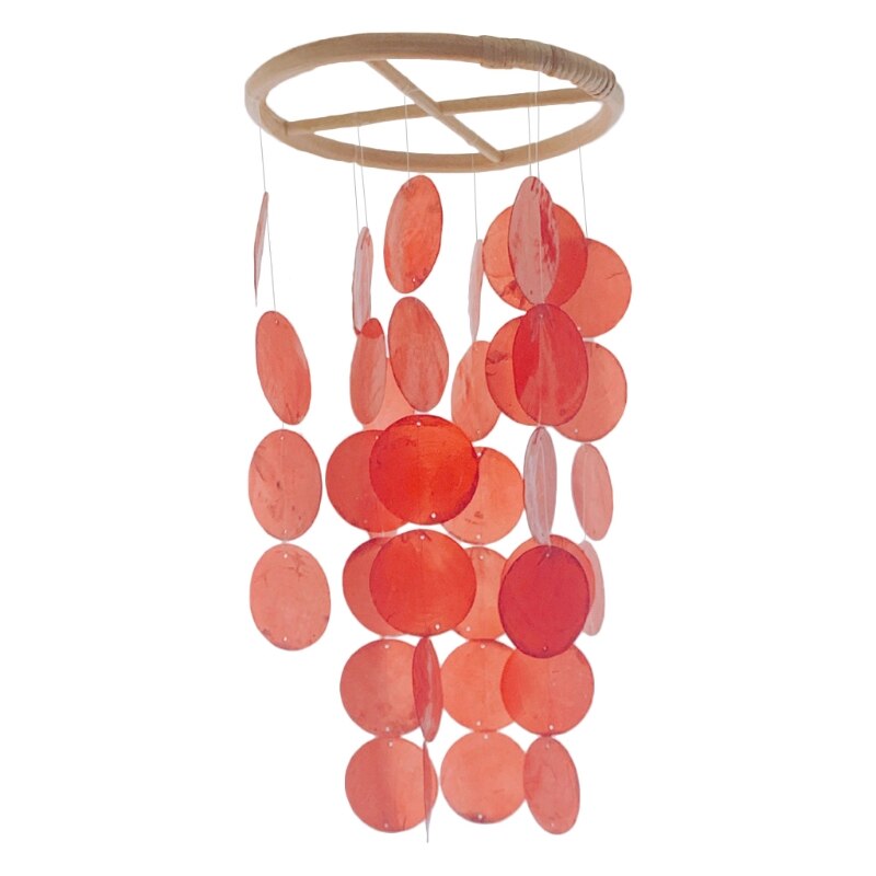 Carillón de viento de concha de estilo nórdico para decoración de la habitación del hogar, campanilla colgante de pared, juguetes para niños, sonajero móvil en la cuna, creativos: Rojo