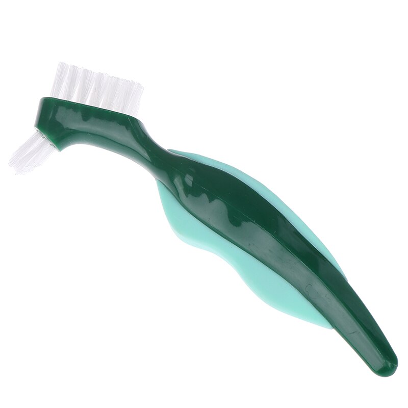 Cepillo de limpieza de dentadura de doble cara, cepillo de goma suave sin agarre, cerdas de múltiples capas, dentadura postiza, utensilio para cuidado bucal: green