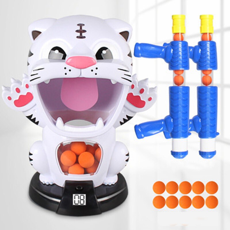 Children's Air Powered Safety Soft Bullet Gun Duck Hit Hungry Shooting Duck Electronic Game Target Bullet Kids Toy for: White Tiger-double