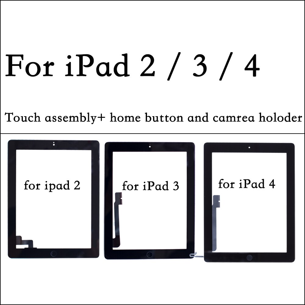 10 Stks/partij Voor Ipad 2 3 4 Touch Screen Digitizer Glas Vervanging Met Home Knop En Lijm A1458 A1459 a1395 A1416