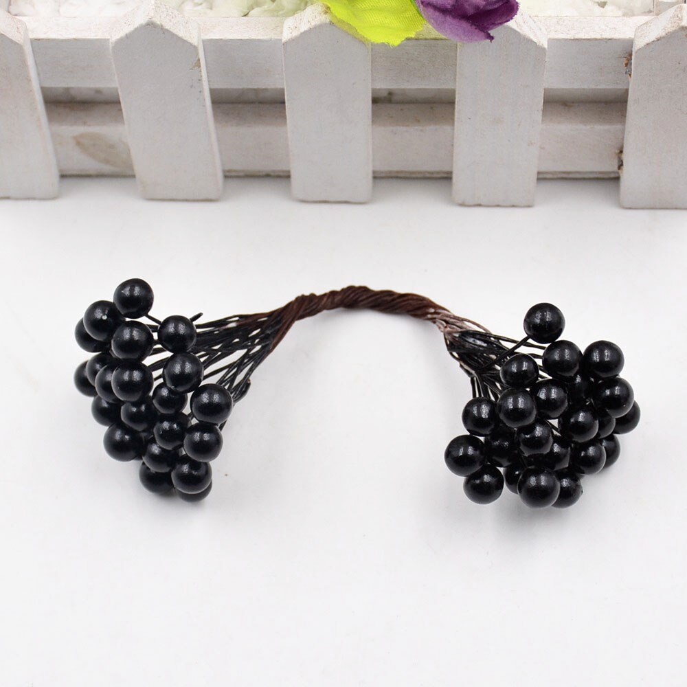 Fleurs artificielles Double tête 9 baies 25 pièces/lot | Décor de fête mariage, décoration artisanale pour bricolage, Scrapbooking: Black