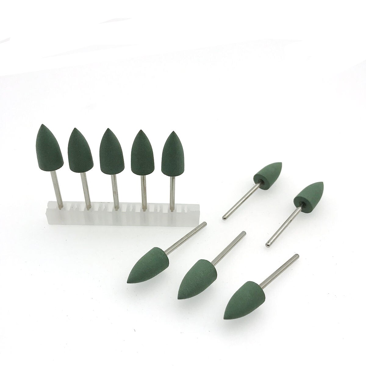 10 PCS Dental Silicone Rubber Polishing Burs - For Denture Resin Base Finishing