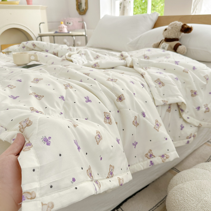 Cartoon beer bedrukt zomerdekbed lichtgewicht zachte koeldekens machinewasbaar enkele dubbele maat dunne gewatteerde deken: 180x200cm / Donkergrijs