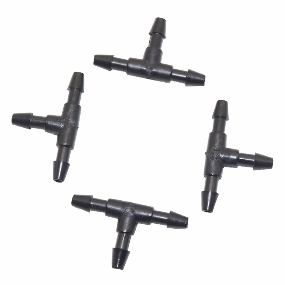 50 stk hageslange 3/5mm med mothager lik t-kopling for indre diameter 3 mm slange som forbinder plast hage vannings t-skjøt