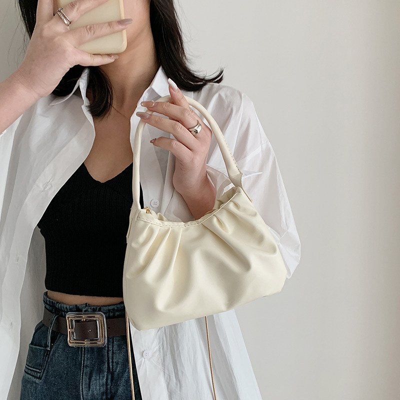 Torebka damska na ramię francuski styl miękka skóra mała torebka dla kobiet 2021 nowa torba z łańcuszkiem na ramię damska torebka sprzęgło torebka