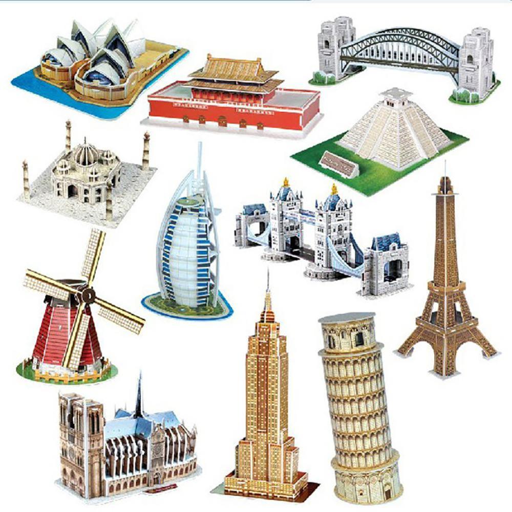 3D three-dimensional puzzle word famous building architecture puzzle educational diy toy for kids adult