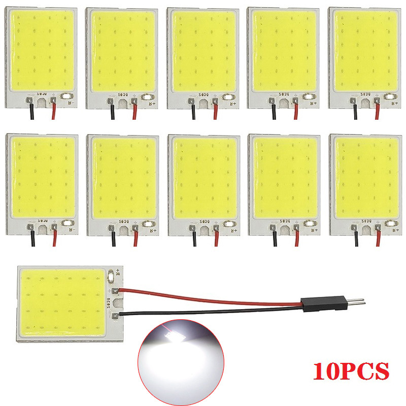 2/4/10 Uds accesorios de Interior de coche 18/24/48 SMD T10 4W 12V COB Panel Interior de coche luces LED bombilla de lámpara luz de techo de coche Panel de coche