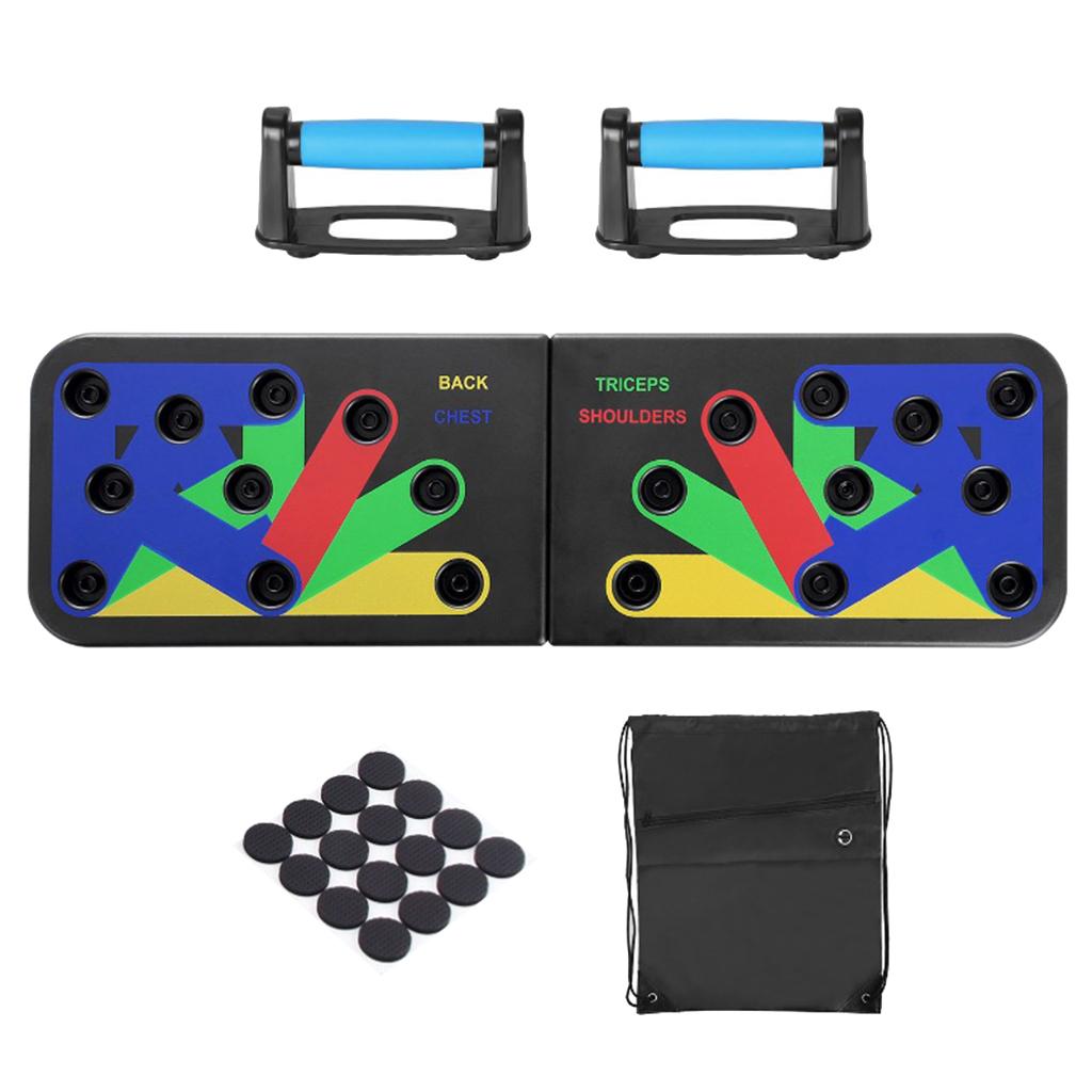 9in1 Push Up Board Pushup Stands Foldable Back &amp; Non-Slip Stickers for Gym