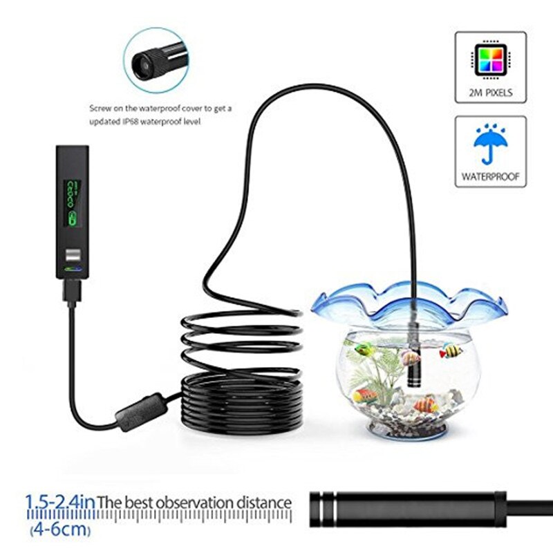 Caméra d'inspection étanche IP68, Endoscope USB Wifi 1200P avec câble Flexible Semi-rigide pour Smartphone, sans fil