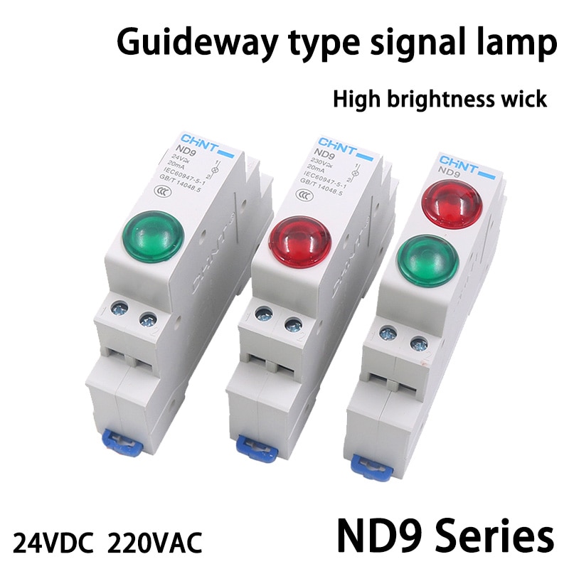 Chint Led Signaal Lamp ND9 Serie Ac/Dc 230V 24V 220V Waakvlammen Din Rail Mount indicatie Licht Rood Groen Lamp Indicator Light