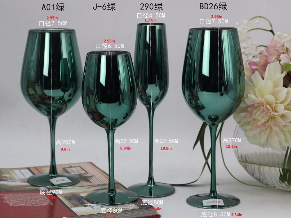 Verre en métal de placage de couleur verte créative avec un verre de champagne coupe de vin décoration de salle de mariage gobelet vert