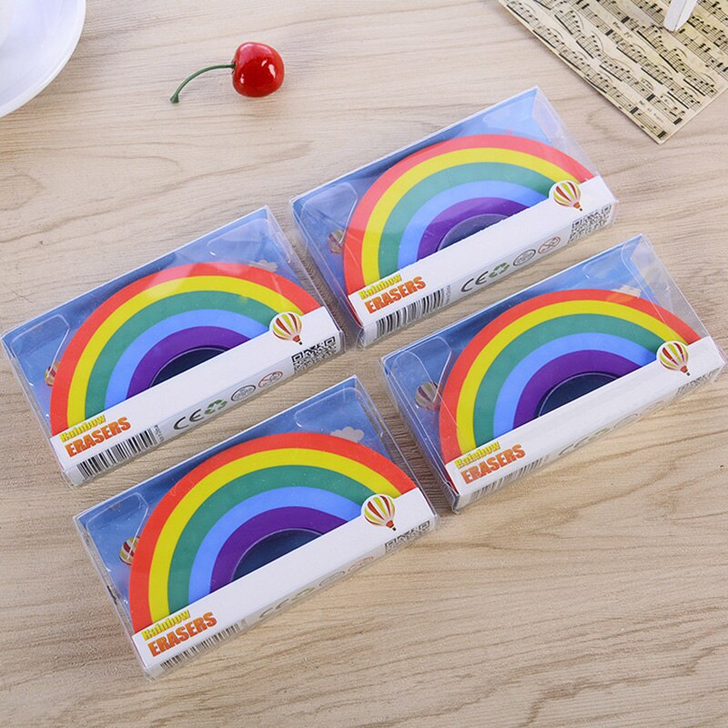 1 Pcs Kawaii Rainbow Rubber Eraser Lovely Pencil Erasers for Kids Novelty Item School Supplies Student