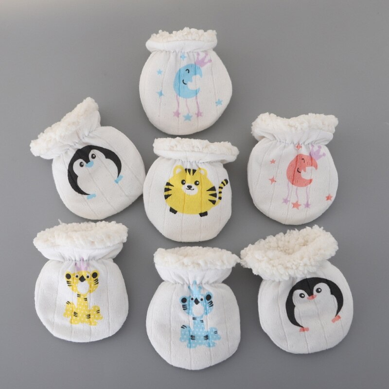 Guantes cálidos de invierno para bebés, manoplas de lana gruesas antiarañazos para niños y niñas de 0 a 6 meses