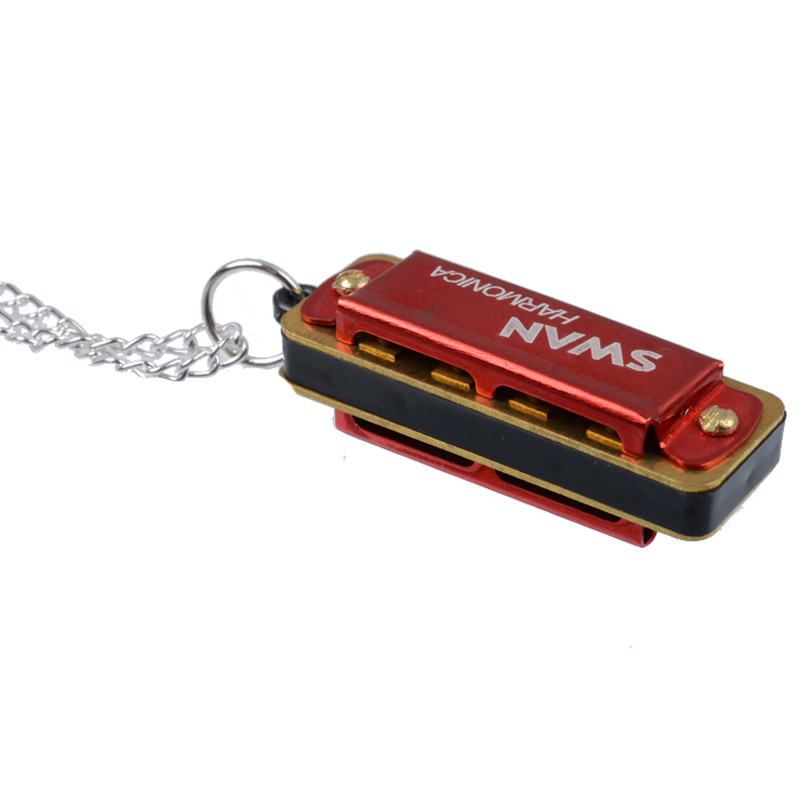Multi farge mini 4 hull 8 tone munnspill for barn med kjede kjede musikkinstrument pedagogisk musikk leketøy