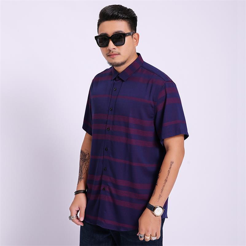 Summer Men's Shirt plus Size Male Casual Striped Short Sleeve Shirt Brand Men's Clothing 5xl 6xl 7xl 8xl: red / XXXXL