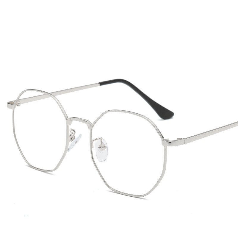 Polygon Blue Light Blocking Computer Glasses Retro Rimless Video Eyeglasses Reduce Eye Strain Anti Glare Clear Lens Men Women