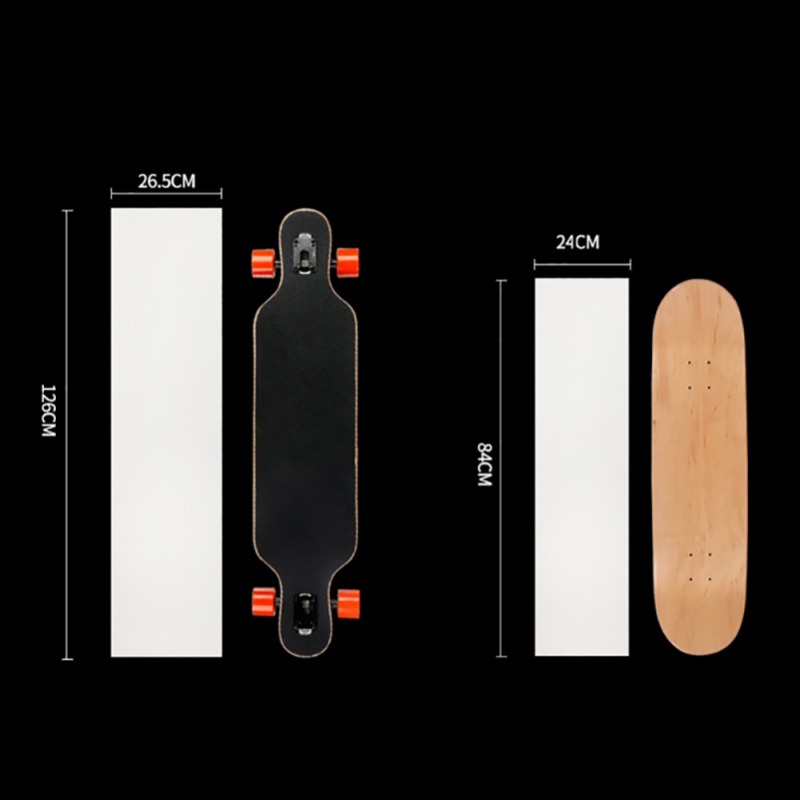 126*26cm Longboard Sandpaper Clear Longboard Skate Scooter Sandpaper Sticker Skateboard Thickened Grip Tape 84cm*24cm