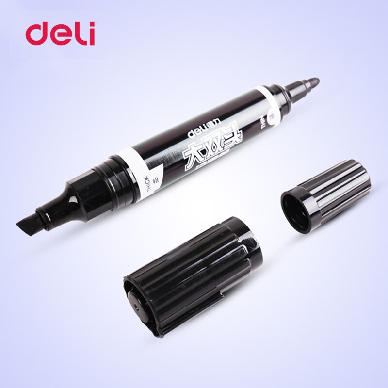 Deli Dual Tip 1.5/6Mm Waterdichte Olie Marker Penseel Cd Stof Banden Mark Pen Tekening Borstel Kantoorbenodigdheden schrijven Tool