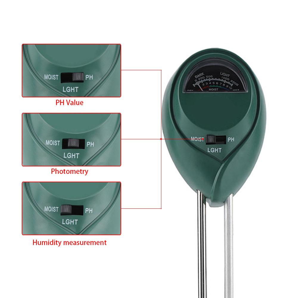3 in 1 ph tester jorddetektor vand fugt fugt lys testmåler sensor til haveplante blomst hydrometer landbrugshave