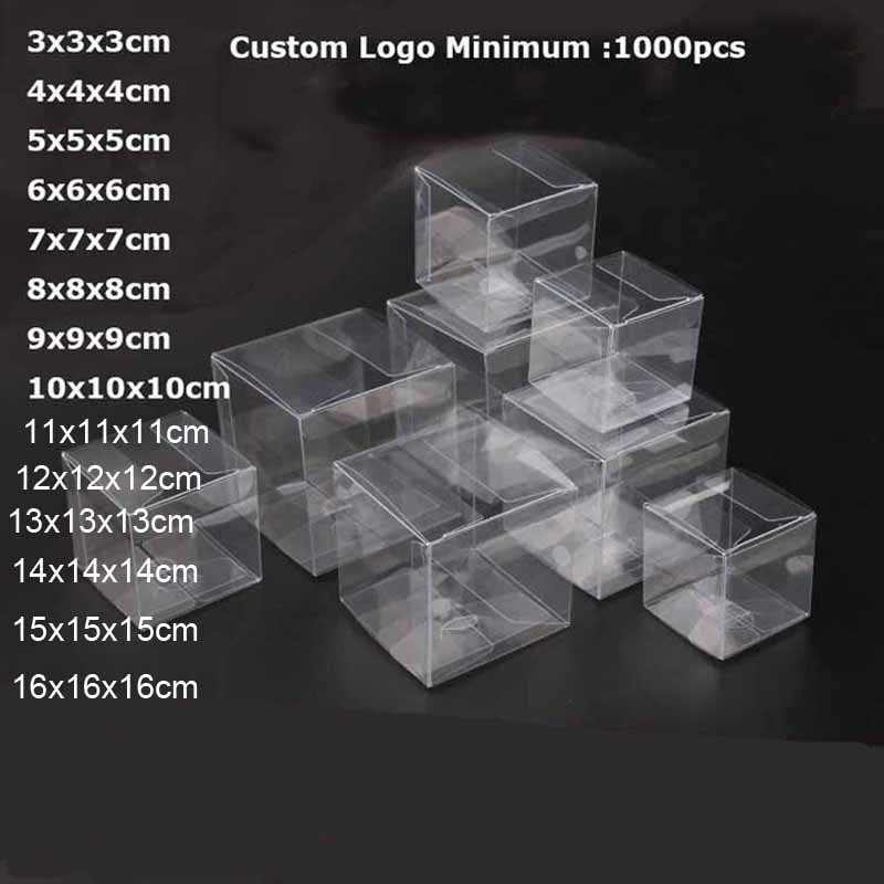 Different Sizes square Clear PVC Boxes Transparent Waterproof Box PVC Plastic Packaging Box For Souvenir/Candy/Toys 10pcs