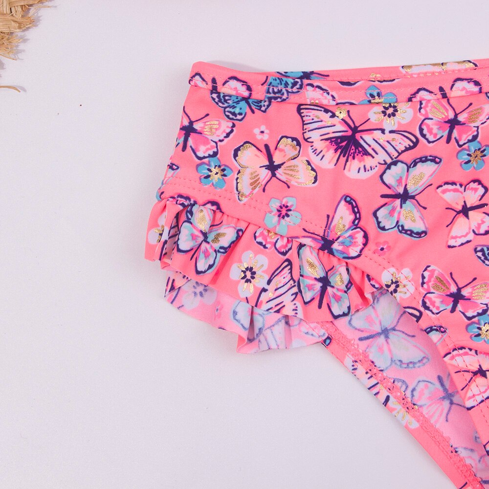Flounce Girl Swimsuit Kids Butterfly Print Girl Bikini Set Two Piece Children's Swimwear 2-8 Years Girls Bathing Suit Beachwear