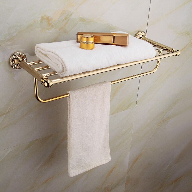 Antyczny mosiądz łazienka sprzętu zestaw złoty polerowany podwójny uchwyt na ręcznik akcesoria łazienkowe uchwyt ścienny robić montażu na ścianie łazienki produkty