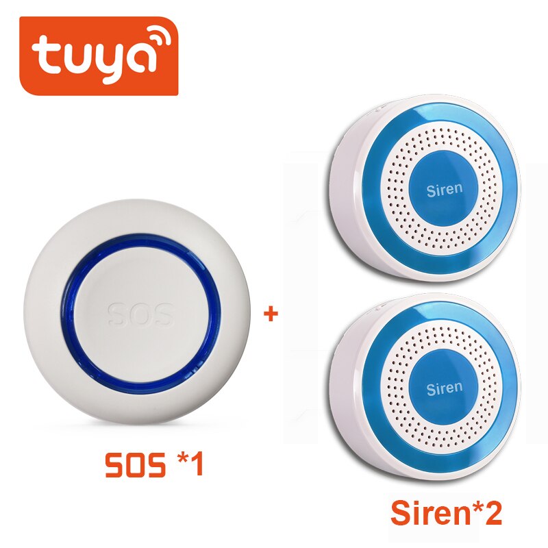 Tuya Smart WiFi SOS panic button Built-in Battery, alarm for elderly/pregnant women/children, USB charging instant notification: SOS add SirenX2