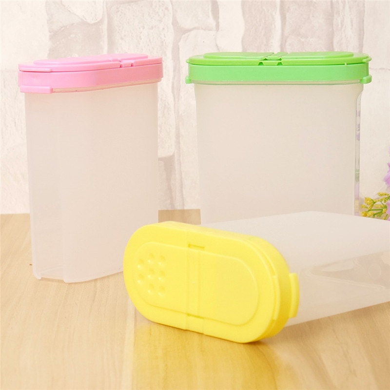 3 kleuren Duurzaam Plastic Keuken Kruiden Container Pot Spice Dozen Praktische suikerpot Dubbele Deksel Keuken gadgets