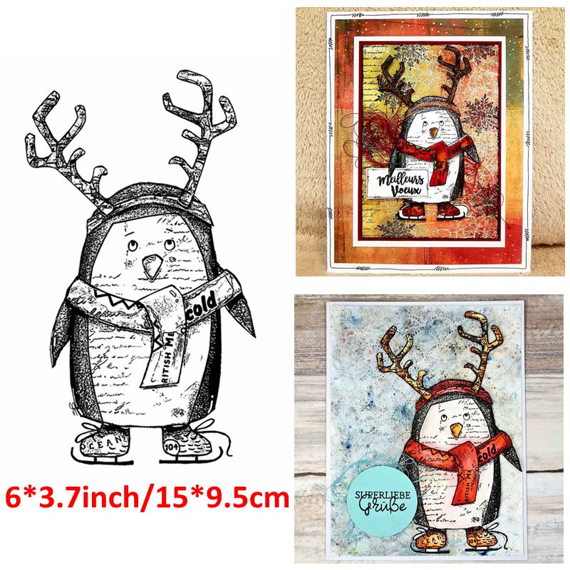 Clear Stamps Adorable Alpaca Penguin Cat Wolf Bird Complex Word Code Flower Tea DIY Scrapbooking Craft Cards: 12