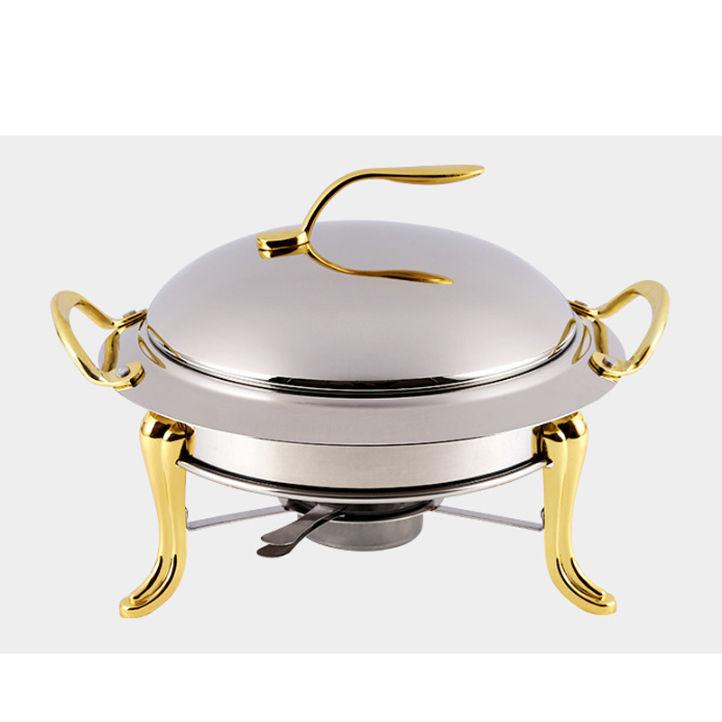 Rvs Alcohol Kachel Huishoudelijke/Commerciële Kleine Komfoor Effen Brandstof Boilersmall Droog Pot Apple Pot: inner dia 26cm gold