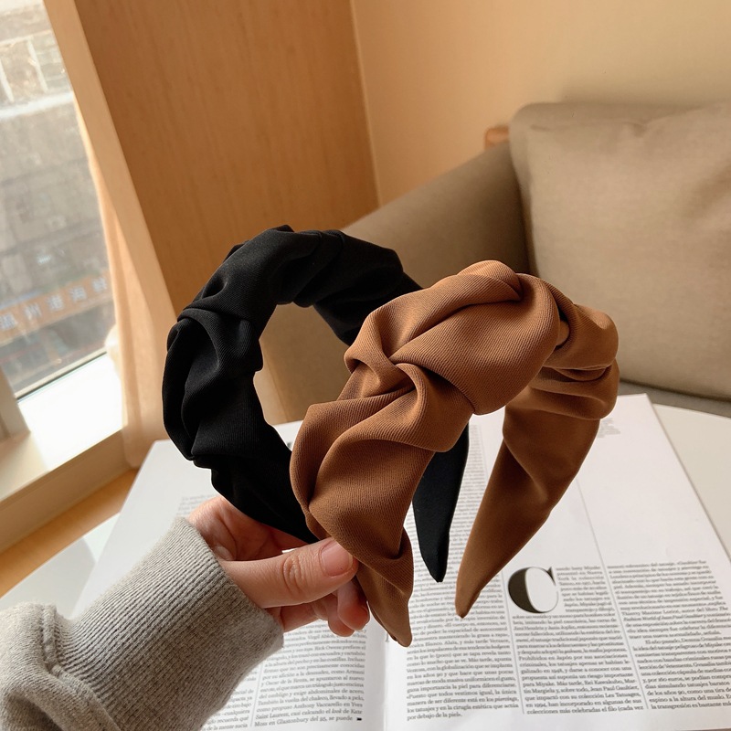 Bandeau pour cheveux à motif de 5 fleurs, couleur unie, plis, serre-tête de styliste, accessoires pour femmes