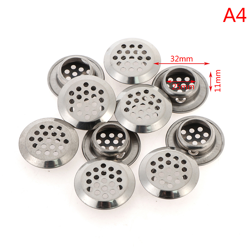 10 stk rundt skab luftkanal udluftning stål jalousi mesh hul prop dekoration dæksel garderobe gitter ventilationssystemer dia .19mm-53mm: A4