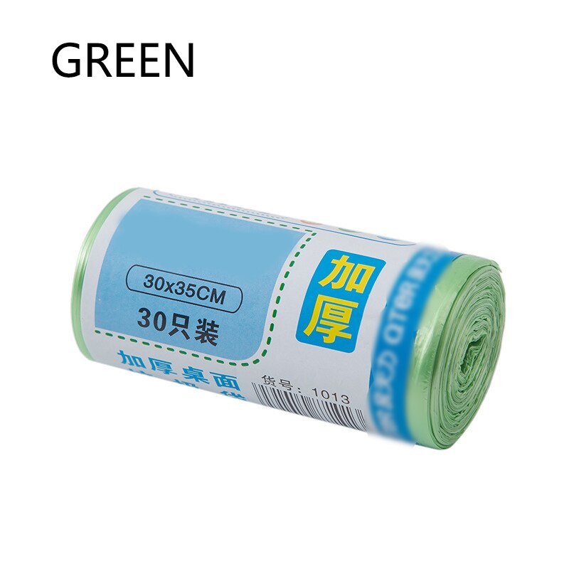 30Pcs/Roll Thicken Kleine Vuilniszakken Mini Desktop Prullenbak Vuilniszak Voor Huishoudelijke Schoonmaakmiddelen Afval Prullenbak Plastic tassen 30*35Cm: green