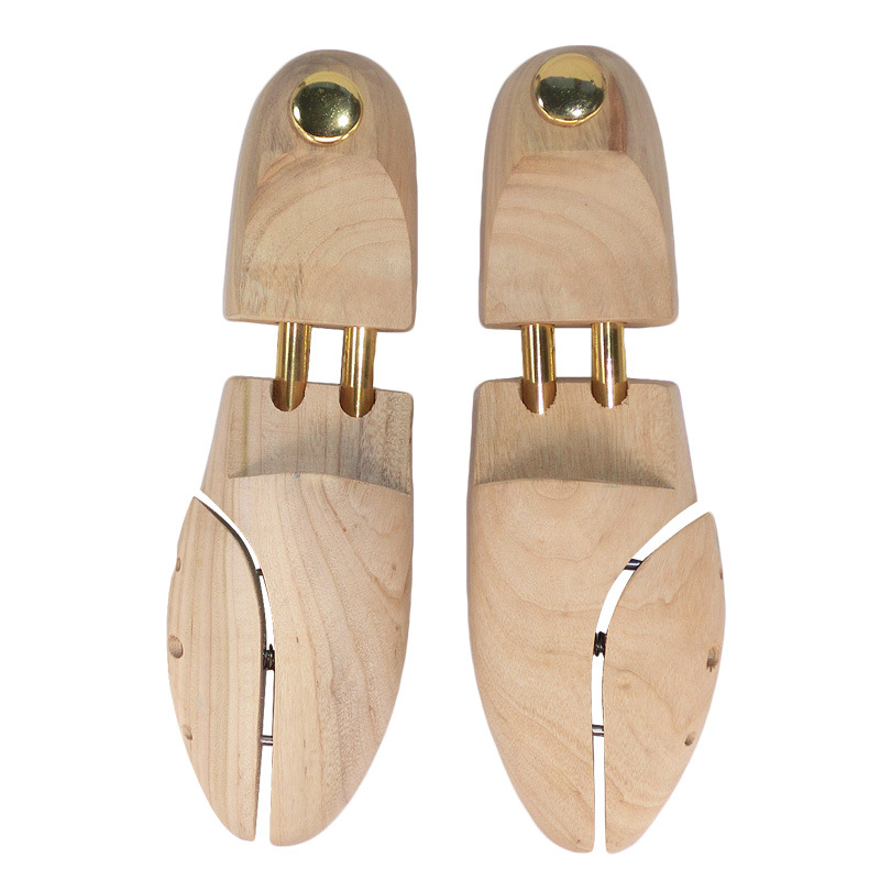 CHAISHOU-par de zapatos de madera de alcanfor para hombre, 1 par de zapatos de árbol de doble tubo de madera sólida, moldeador de zapatos ajustable, último CS-164