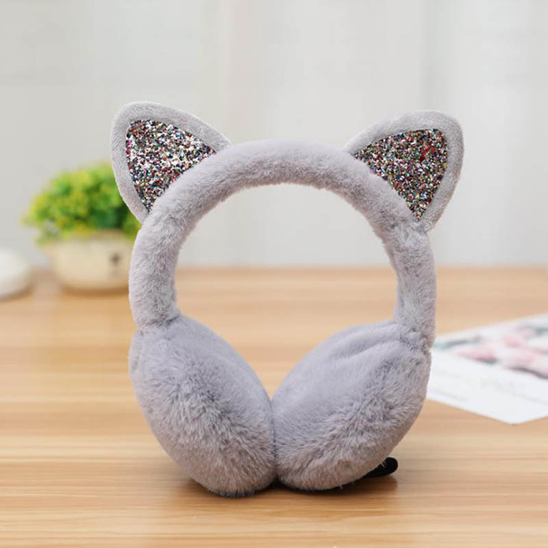 Calymel Vrouwen Kid Leuke Oorbeschermers Oorwarmers Kids Mooie Kat Oor Muff Warmer Mooie Warme Oorwarmers Voor Kinderen Vrouwen tiener Meisjes: M06 Gray