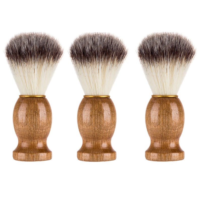 Natural Badger Hair Men's Shaving Brush Barber Salon Men Facial Beard Cleaning Appliance Shave Tool Razor Brush with Wood Handle: Silver
