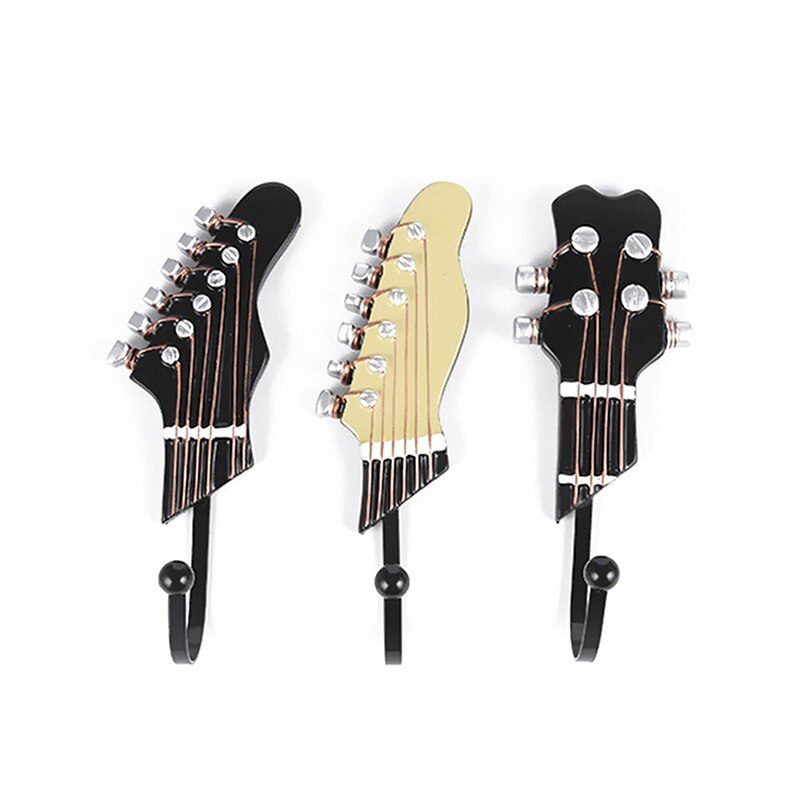 Ganchos de pared de resina en forma de guitarra, perchas decorativas para ropa, abrigos, toallas, llaves, sombreros, organización colgante, 3 piezas: Default Title
