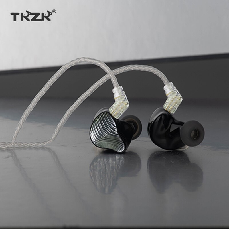 Tkzk wave 3.5mm in-ear-kopfhörer mit 1dd+1ba hybrid-treibern, harz-ohrhörer, bass-dj-headset, hifi-musik-iem mit versilbertem 2- pin-kabel