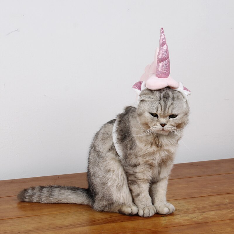 Disfraz de unicornio rosa para perros y gatos, disfraz Cosplay para vacaciones, gorro para mascota , suministro para mascotas