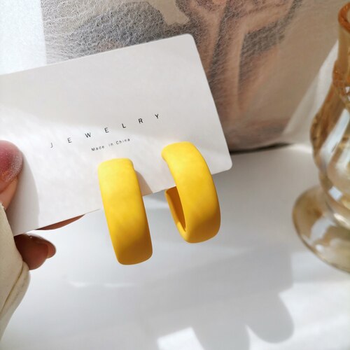 Mihan s925 moda jóias hoop brincos venda quente popular primavera verão estilo verde rosa quente amarelo earirngs para presentes da menina: S925 needle-yellow