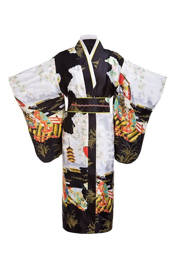 Japanske kvinders originale yukata-kjole traditionel kimono med obi-præstationsdansdragter i en størrelse: Stil 2