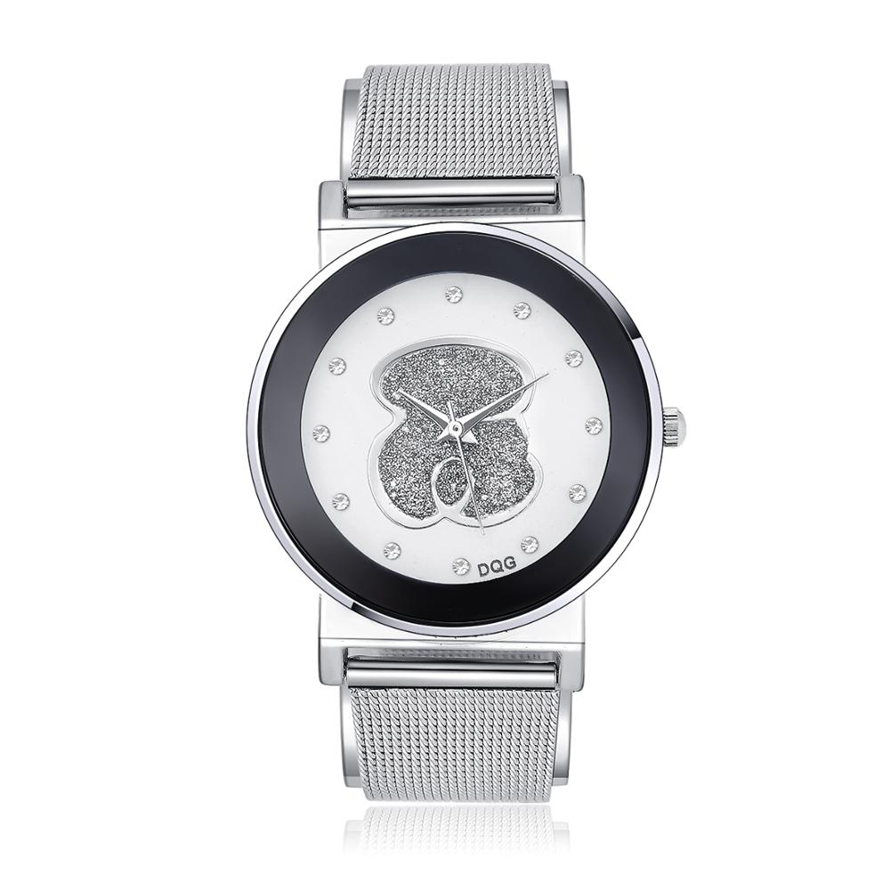 Vrouwen Horloge Luxe Crystal Silver Dial Quartz Horloge Rvs Netto Armband Horloge Reloj Mujer