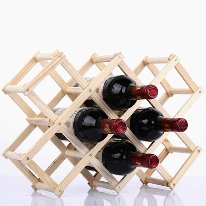 Rødvinsflaskeholder i træ bar display hylde praktisk sammenfoldelig vinreol hjemmebord dekoration arrangør bar forsyninger: 7