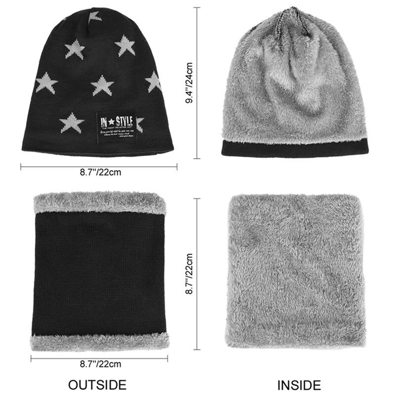 SYi Qarce 2 uds niños cálido invierno grueso sombrero de punto con bufanda conjunto Skullies gorros para niñas de 6-12 años de edad