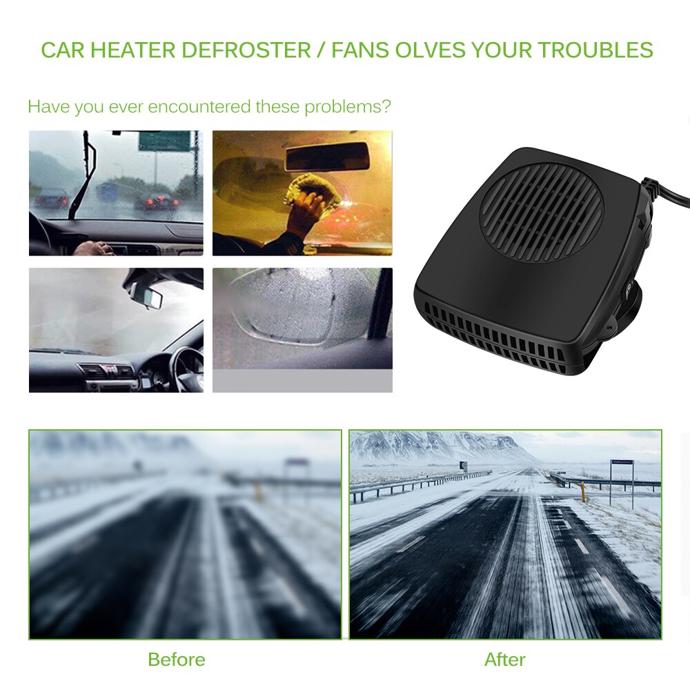 Allomn 2 in 1 bilvarmer luftkøler ventilator forrude afrimning afrimning 12v elektrisk opvarmning bærbar auto tørretumbler opvarmet god