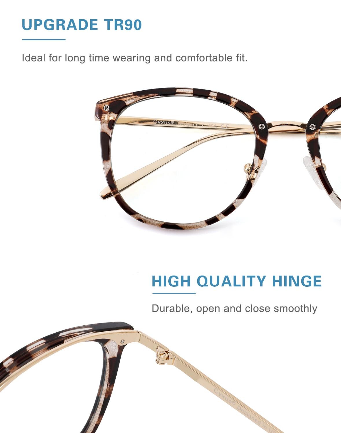 Lunettes d'ordinateur cyxus bloquant la lumière bleue pour femmes et hommes, lunettes anti-fatigue oculaire fashiontr 90 , verres transparents 8169