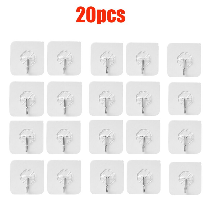 5/10/20pc crochet sans poinçon fort Transparent aspiration mur ventouse cintre imperméable adhésif lourd charge support acier inoxydable crochet: 20pcs