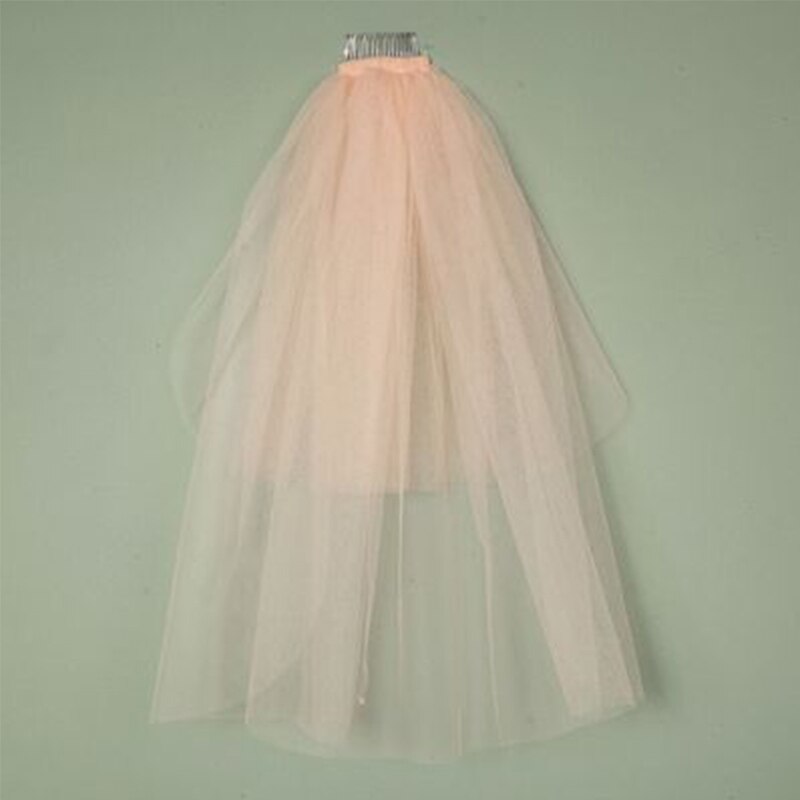 Velos De primera comunión para niñas, velo De tul con peine, corto, De flores, 7 colores, blanco, negro, rojo y rosa: Orange