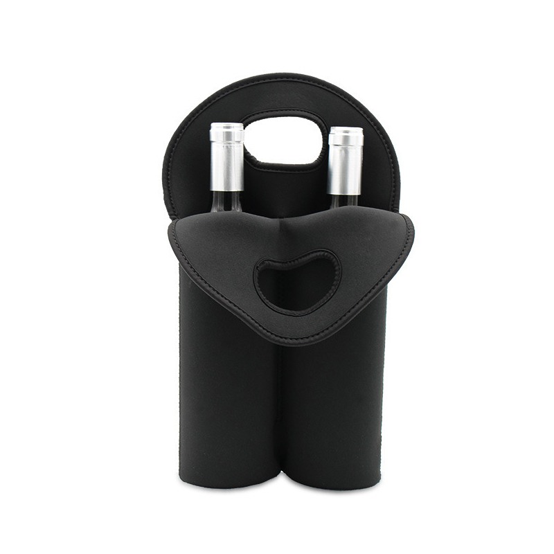 Bolsa de neopreno para botella de vino, bolsa de neopreno con aislamiento para bebidas/vino/cerveza, 2 botellas, funda refrigeradora para fiestas, 1 ud.: Gris claro